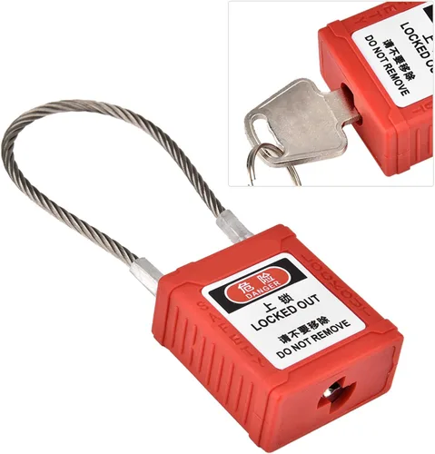 Miniatura 5 de Candado de seguridad, cerradura de cuerda de acero inoxidable con diseño de línea antideslizante y funda PA de nailon, para etiquetado de bloqueo