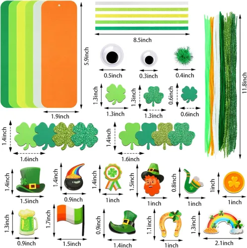 Miniatura 2 de JULBEAR 36 juegos de manualidades del día de San Patricio, marcapáginas de trébol, kits de manualidades de espuma en blanco, decoraciones de Verde