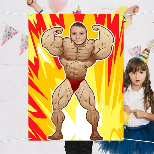 Miniatura 4 de Pancarta de fotos de fitness, telón de fondo, culturista, juego de simulación, fiesta, gimnasio, ejercicio, deportes, decoración temática muscular