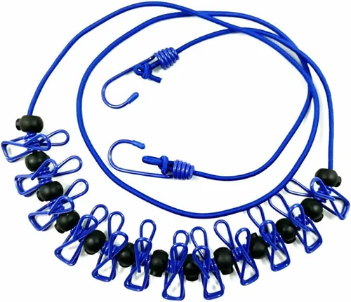 Miniatura 3 de Tendedero elástico ajustable con clips y bolas de posicionamiento, portátil, retráctil, resistente al viento, cuerda para colgar la ropa sucia