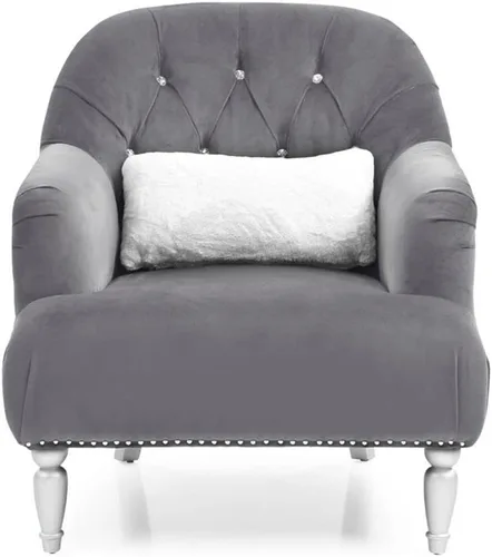 Miniatura 7 de Home Square Juego de muebles de 2 piezas con silla de terciopelo y sofá en gris