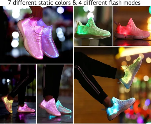Miniatura 4 de Hot Dingding Zapatos con luz LED para niñas y niños, zapatos de fibra óptica para niños, zapatillas de deporte LED con carga USB luminosas