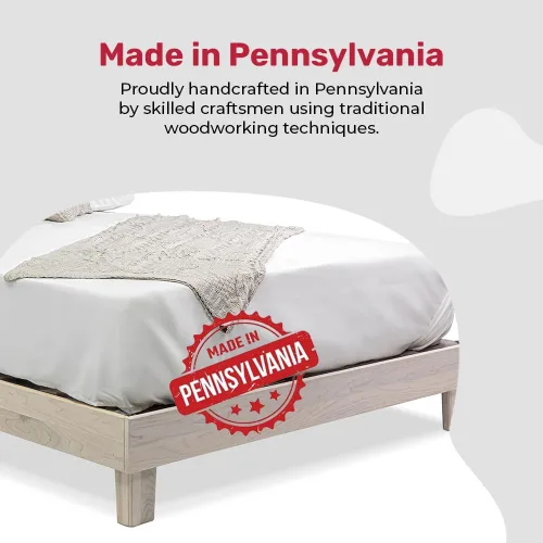 Miniatura 6 de Marco de cama de plataforma de madera maciza sin herramientas con listones, calidad fabricada en Pensilvania, Estados Unidos por artesanos