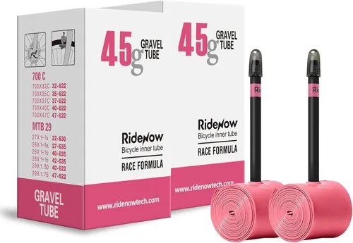 2 Pack Ridenow TPU Inner Tube 700 x 18-32c/32-47c Super Light for Road Bike Gravel Tubes with 45mm/65mm/85mm Presta Valves (Include Repair Patch Kit)