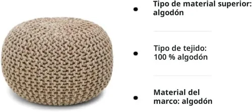 Miniatura 7 de REDEARTH Puf Otomano Redondo - Tejido a Mano con Cable Estilo Boho, Decoración del Hogar, Puf Circular, Reposapiés para Sala de Estar - Guardería
