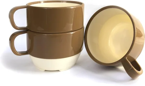 Miniatura 2 de Sicaluya Tazas de café de plástico apilables de 11 onzas con asa (paquete de 6), taza de fiesta ligera para niños y adultos y ancianos, aptas