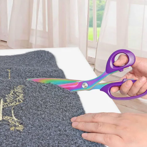 Miniatura 6 de Asdirne Tijeras de tela con revestimiento de titanio, tijeras de sastre profesionales, cuchillas de acero inoxidable ultra afiladas, mango