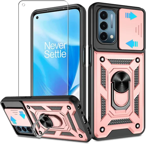 Miniatura 111 de ATUMP Funda para OnePlus Nord N200 5G con protector de pantalla HD con cubierta para cámara deslizante, soporte de anillo de rotación de 360°