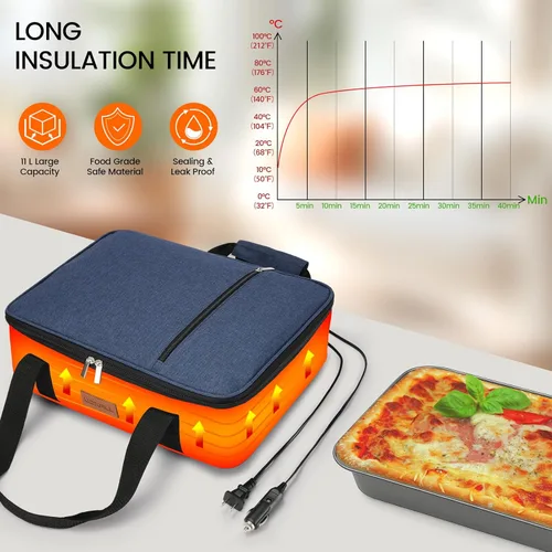 Miniatura 4 de Calentador de Alimentos Eléctrico Portátil para Cazuela - Bolsa de Almuerzo Grande con Calefacción para Coche y Camión, 12V/24V/110V, Termo