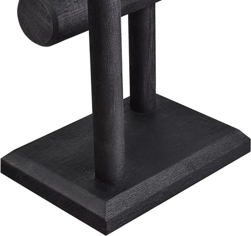Miniatura 5 de Ikee Design Torre de exhibición de relojes de pulsera de madera de 2 niveles, soporte de almacenamiento para collar, 7.9 pulgadas de ancho x 4.3