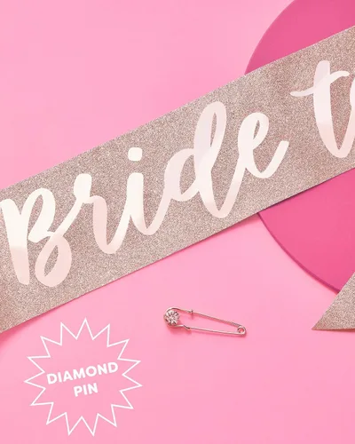 Miniatura 4 de xo, Fetti Banda de despedida de soltera con purpurina de oro rosa – Novia futura Decoraciones de despedida de soltera, despedida de soltera
