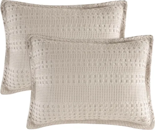 Miniatura 23 de PHF Fundas de almohada con tejido de gofre de 24" x 24", paquete de 2, funda de almohada cuadrada 100% algodón para decoración de ropa de cama, sin