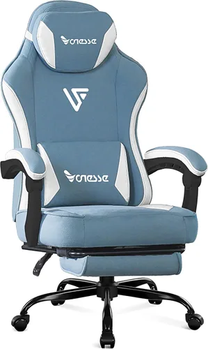 Miniatura 12 de Silla de juegos Vonesse, silla de computadora de tela con amortiguador de resorte de bolsillo, silla de oficina con reposapiés y soporte lumbar