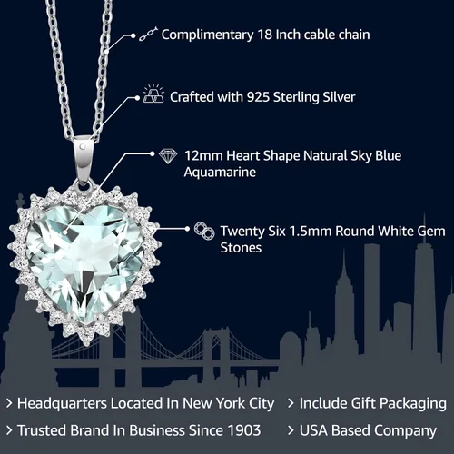 Miniatura 8 de Gem Stone King Collar de corazón de plata de ley 925 Collar con colgante de halo de amor para mujer 1/2 pulgada con cadena de plata