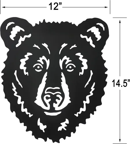 Miniatura 6 de Hokfirm Decoración de pared de cabeza de oso de metal, esculturas rústicas de pared para sala de estar, decoración de oso de animales al aire libre