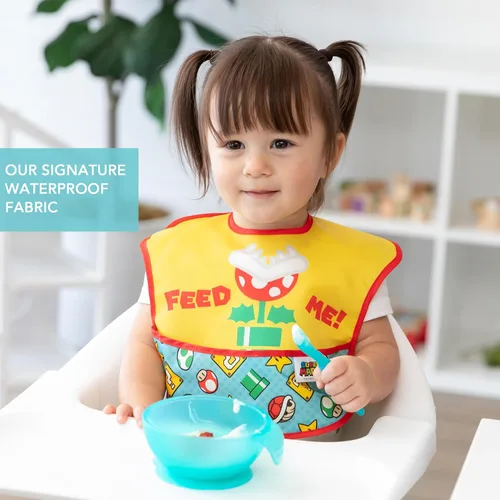 Miniatura 3 de Bumkins Baberos Nintendo para niña o niño, SuperBib para bebés y niños pequeños de 6 a 24 meses, imprescindibles para comer, alimentar, destete H5