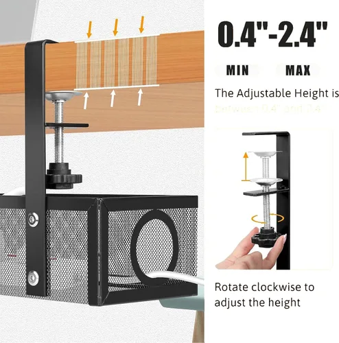 Miniatura 3 de Bandeja de organización de cables para debajo del escritorio, organizador de cables de metal para el hogar, oficina, negro