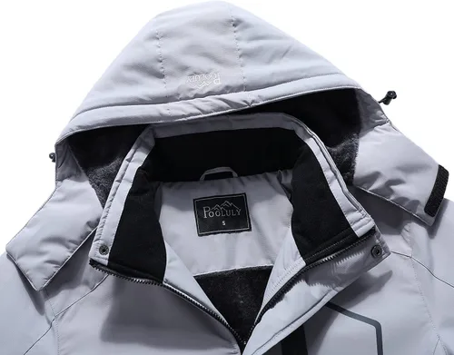 Miniatura 4 de Pooluly - Chaqueta impermeable de invierno, esquí, snowboard, para hombre, con capucha, rompevientos.