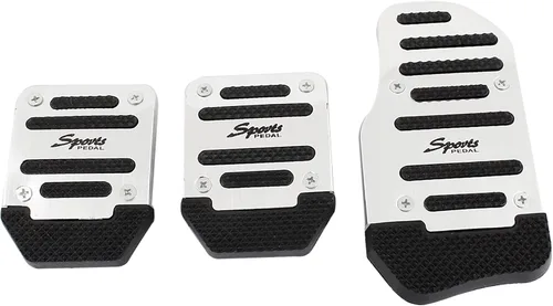 uxcell Cubierta antideslizante para pedal de freno de embrague de gas de metal, color negro, plateado, 3 unidades