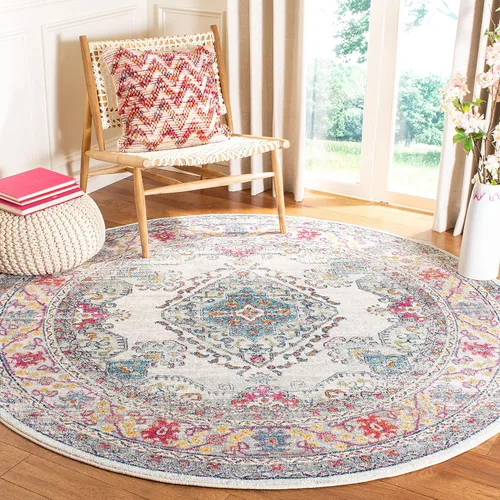 Miniatura 13 de SAFAVIEH Evoke Collection EVK250A - Alfombra de pasillo, 2 pies 2 pulgadas x 7 pies, color crema y fucsia, diseño oriental Shabby chic, no desprende