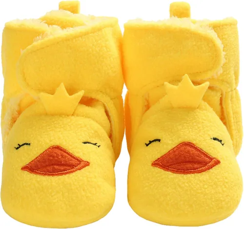 iDzn Botines de forro polar para bebés y niñas, diseño de elefente, zorro, pato, panda, oveja, zapatos para recién nacidos, calzado para bebés