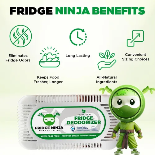Miniatura 8 de Fridge Ninja - Desodorizador para nevera (paquete de 4), más eficaz que el bicarbonato de sodio, desodorante de carbón activado natural y sin