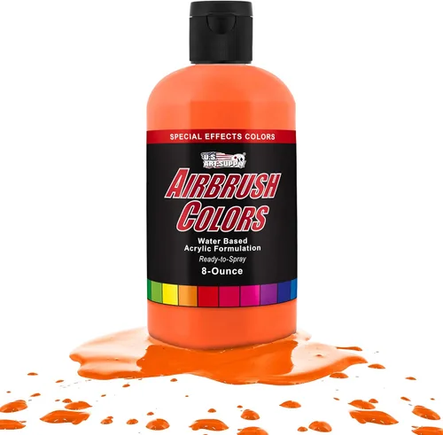 Miniatura 17 de U.S. Art Supply Pintura acrílica rosa neón para aerógrafo, 8 onzas, lista para rociar, pintura con pincel de aire para uñas, modelos, tela, pintura