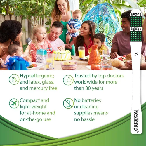 Miniatura 3 de NexTemp Termómetro desechable (paquete de 100 unidades, Celsius), termómetro oral para adultos, de un solo uso, sin batería, higiénico, lecturas