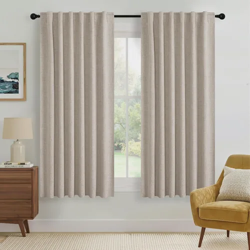 Miniatura 57 de RYB HOME Cortinas cortas opacas 100% marrones, 45 pulgadas de largo, 52 pulgadas de ancho, bloqueo de luz y aislamiento térmico para cocina