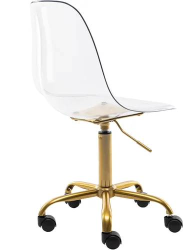 Miniatura 5 de HOMEFUN Silla de escritorio transparente, acrílico rodante sin brazos, giratoria, altura ajustable, fantasma, moldeado, plástico, sillas de oficina