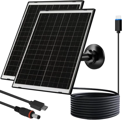 Miniatura 12 de FUTUREZEN Panel solar de 6 W para cámara de seguridad al aire libre, cargador solar USB/USB-C de 5 V compatible con cámaras de batería recargable