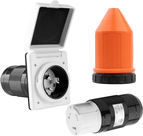 Miniatura 12 de Enchufe de alimentación Twist Lock para RV de 30 AMP, entrada de energía de 125V/120V, entrada de energía para RV con 3 pines de acero inoxidable