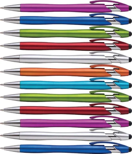 Miniatura 4 de Lápiz capacitivo y bolígrafo 2 en 1 de goma, agarre cómodo Beemer para cualquier dispositivo de pantalla táctil (caja de 12, aguamarina)