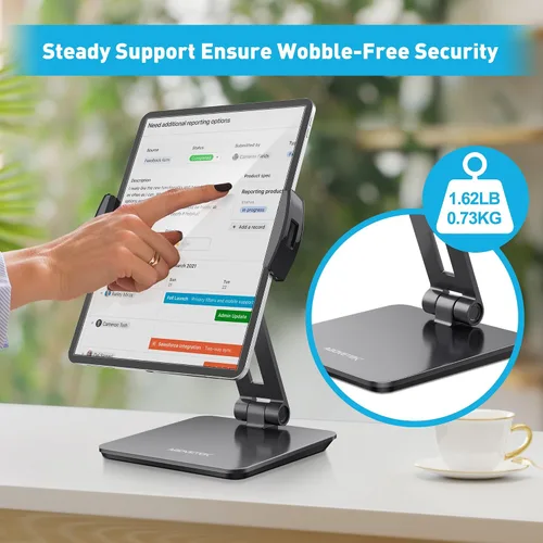 Miniatura 6 de AboveTEK Quiosco de negocios soporte de aluminio para tablet iPad, soporte giratorio de 360° para tableta y teléfono para cualquier tableta de 4 a