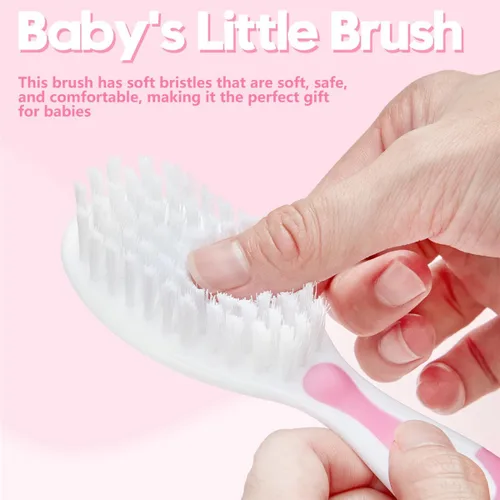 Miniatura 3 de Juego de cepillo y peine para el pelo del bebé, cepillos para el pelo del bebé recién nacido, regalo perfecto para recién nacidos (rosa)