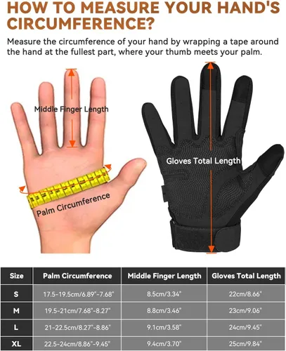 Miniatura 6 de KUMGIM Tactical Gloves for Men Women, Motorcycle Gloves Touchscreen Airsoft Hunting Shooting Glove Black Tan for Outdoor Paintball Work Motorcycle