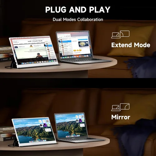 Miniatura 3 de QAF Monitor portátil para laptop, 15.6 pulgadas FHD 1080P USB-C HDMI 100% sRGB HDR pantalla IPS, ultradelgado de viaje segunda pantalla compatible