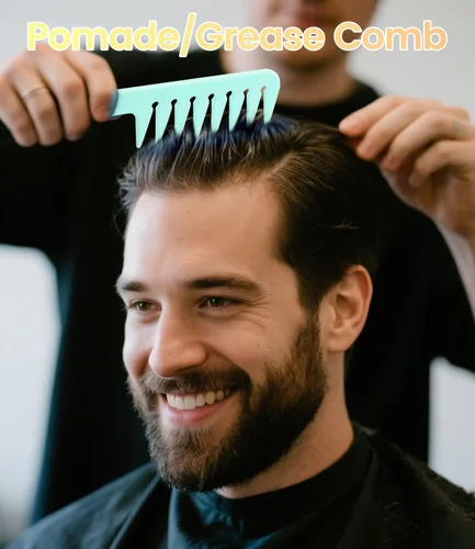 Miniatura 4 de Juego de 6 peines profesionales para el cabello para mujeres y hombres, cola de rata, peines de dientes anchos y finos para cabello rizado, Verde