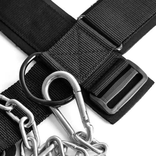 Miniatura 7 de Arnés de cuello para aumentar la fuerza del núcleo del cuello - Ejercitador de cuello con cadena de acero resistente de 30 pulgadas para levantar