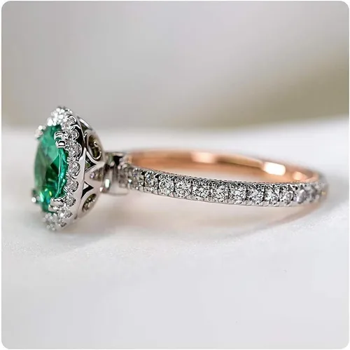 Miniatura 4 de Anillos de compromiso con piedra natal, zafiro y esmeralda, para mujer, aniversario chapado en oro de 14 quilates, anillos de promesa de plata 925