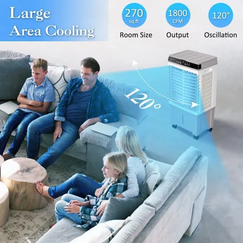 Miniatura 4 de LifePlus Enfriador de aire acondicionado evaporativo sin ventanas, enfriador de pantano, ventilador de enfriamiento portátil de 1800 CFM con 4