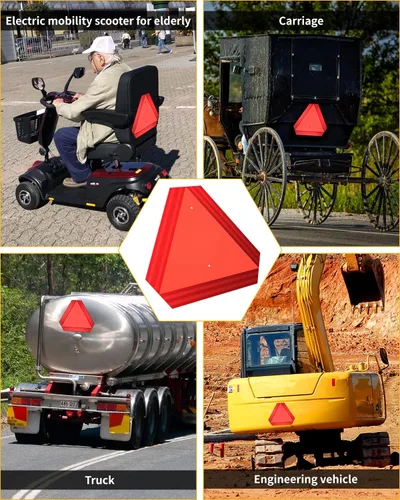 Miniatura 7 de Letrero triangular para vehículo de movimiento lento, letrero SMV para carrito de golf, UTV/ATV/RTV, tractor y equipo de granja, altamente