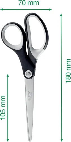 Miniatura 4 de Leitz Tijeras de titanio, para diestros o zurdos (ambidiestros), 8.071 in, papelería de oficina, mango ergonómico, color negro