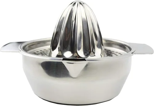 Exprimidor de frutas manual de acero inoxidable, para limón, lima, naranja con recipiente para colar | colador