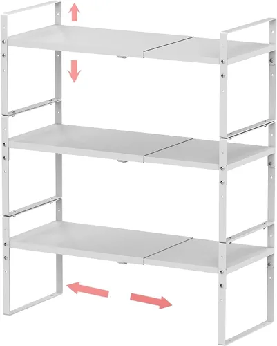 Jojocross Estante organizador de especias apilable expandible en gabinetes, estantes de cocina, armarios de cocina, estantes apilables, despensa, 3