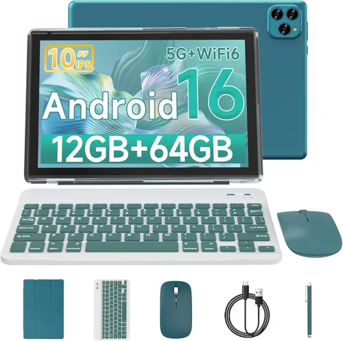 Miniatura 8 de Tablet Android 15 10 pulgadas 12GB RAM+64GB ROM/ 1TB expandible, pantalla táctil HD 1280 * 800, WiFi6 5G BT 5.0, tabletas 2 en 1 con funda