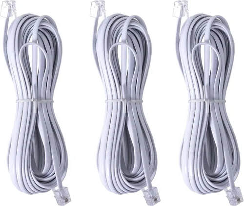 Miniatura 12 de Paquete de 3 cables RJ11 para teléfono fijo - Cable de teléfono de 6 pies - Macho a Macho para teléfono fijo y fax - Negro
