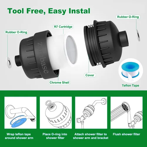 Miniatura 4 de Filtro de cabezal de ducha que reduce el cloro de agua dura y metales pesados para calmar la piel seca con picazón, la caspa y el eccema para una