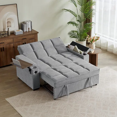 Miniatura 18 de Auvsoce - Sofá cama biplaza de 65 pulgadas, sofá convertible para sala de estar, sofá para RV con respaldo ajustable, chaise longue, mesa lateral