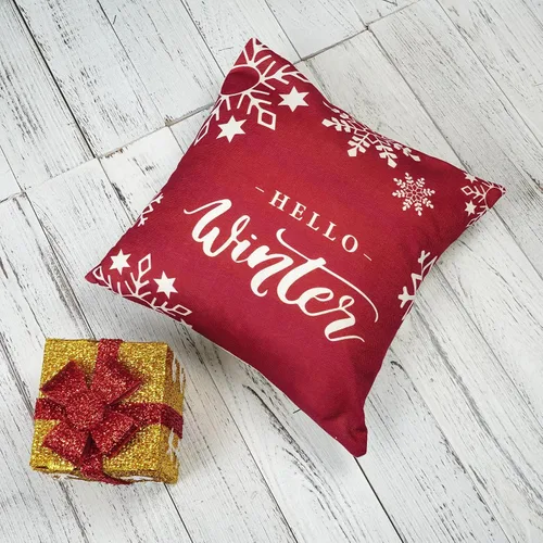 Miniatura 4 de ONWAY Juego de 2 fundas de almohada de Navidad de 18 x 18 pulgadas, decoraciones rojas de Feliz Navidad, copos de nieve de invierno para exteriores